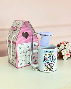 Kit Caneca com mini Coador e Caixinha - Código 0454
