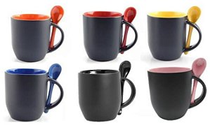 Caneca Mágica Interior e Colher Colorido Código - 0076