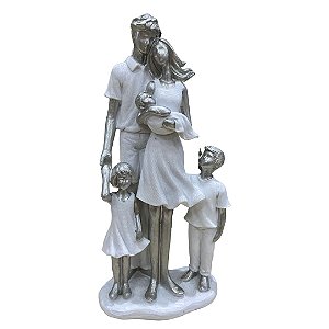 Estátua Família Casal com filhos (Branco)