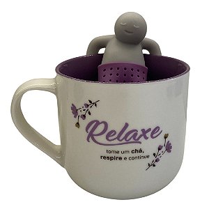 CANECA 350ML C/ INFUSOR P/ CHA - RELAXE