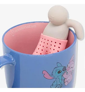 CANECA STITCH E ANGEL C/INFUSOR PARA CHÁ 350ML