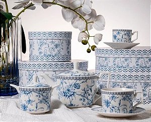 JOGO DE XICARA PARA CAFÉ HORTENSIA AZUL