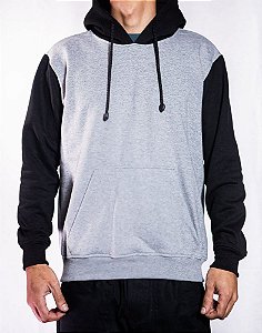 Blusa de Moletom Cinza e Preta