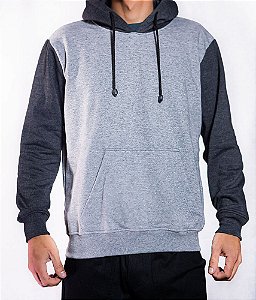 Blusa de Moletom Cinza e Grafite
