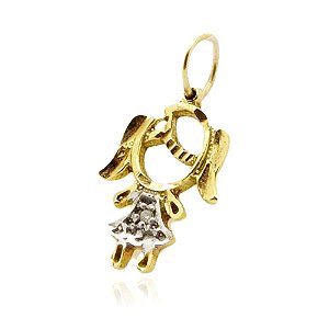 Pingente ouro amarelo menina(o) com diamante