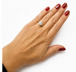 Anel ouro 18k chuveiro com diamante