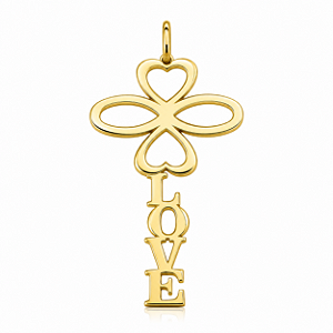 Pingente prata 925 banho ouro 18k chave love