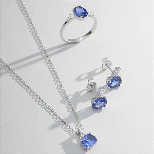 Conjunto em Prata 925 com Topázio Swiss e zircônias