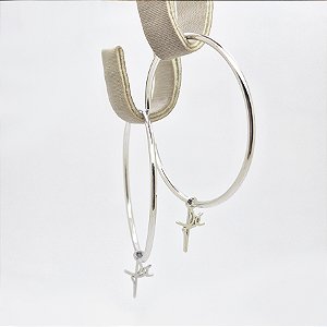 Argola em Prata 925, pingente Fé
