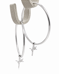 Argola em Prata 925, pingente Fé