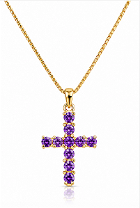 Pingente ouro 18K cruz com pedras brasileiras