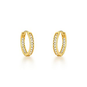 Brinco tipo Argola Africana em Ouro 18k com fio de zircônias