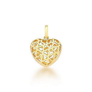 Pingente Coração Vazado Ouro 18K