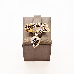 Anel Ouro 18K Diamantes Serpente - Pingente Removível