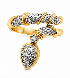 Anel Ouro 18K Diamantes Serpente - Pingente Removível