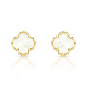 Brinco Trevo em Ouro 18k com Madrepérola