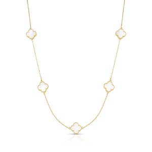 Gargantilha Trevos em Ouro 18k com Madrepérola