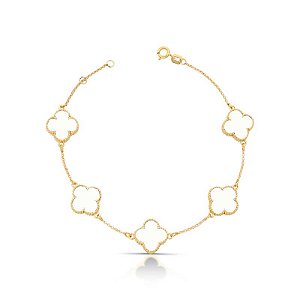 Pulseira Trevos em Ouro 18k com Madrepérola