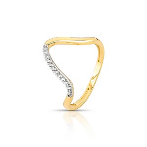 Anel Orgânico em Ouro 18k com Zircônias