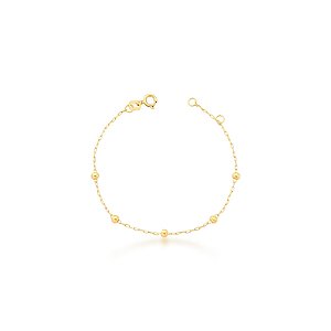 Pulseira Infantil Bolinhas em Ouro 18k