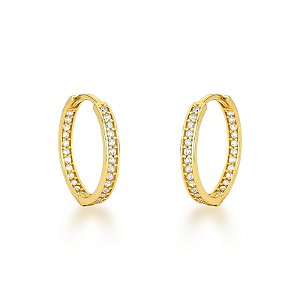 Brinco Argola Articulada em Ouro 18k com Zircônias