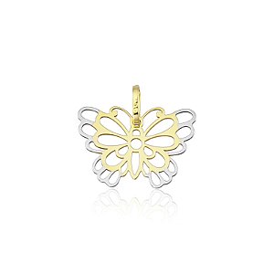Pingente Borboleta Vazada Bicolor em Ouro 18k