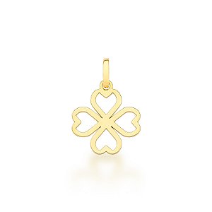 Pingente Trevo de Quatro Folhas Vazado em Ouro 18k