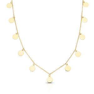 Gargantilha Choker com Medalhas Circulares em Ouro 18k