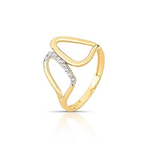 Anel Dual Drop em Ouro 18k com Zircônias