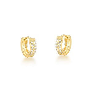 Brinco Argola Articulada "Double Shine" em Ouro 18k