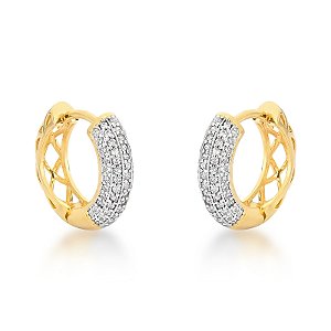 Brinco Argola Articulada com Galeria em Losangos em Ouro 18k