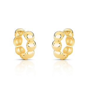 Brinco Argola Articulada "Soft Beaded" em Ouro 18k
