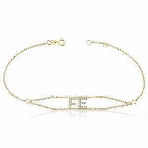 Pulseira "Fé" Cravejada em Ouro 18k