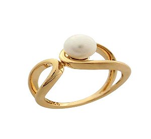 Anel com Pérola Banhado a Ouro