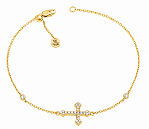 Pulseira Cruz com Zircônias Banhada a Ouro