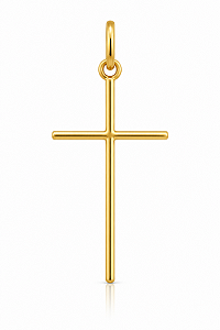 Pingente Cruz Lisa Alongada | Joia Religiosa Minimalista e Elegante