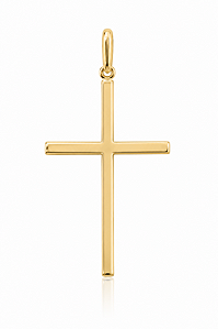 Pingente Cruz Lisa em Ouro Amarelo