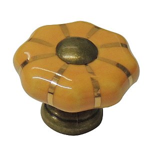 Puxador Cerâmica IL 7025 - Laranja/Dourado - 31MM