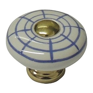 Puxador Cerâmica IL 7026 - Branco/Azul - 32MM
