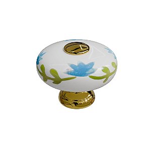 Puxador Cerâmica IL 7031 - Estampa Flor - 32MM