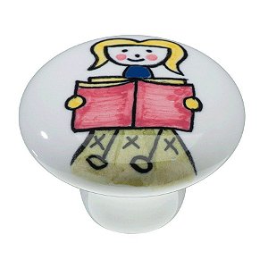 Puxador Cerâmica IL 7056 - Menina Estudante - 37MM