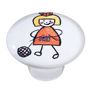 Puxador Cerâmica IL 7071 - Menina Tricô - 37MM