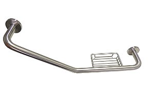 Barra de Apoio Angular com Saboneteira - BA-8004 - Polido - 40x40 cm
