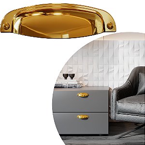 Puxador Concha Vivaro 115 - Ouro Real - 96MM