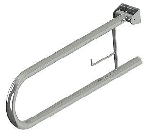 Barra de Apoio - Suporte Móvel com Porta Papel - BA-8014 - Escovado - 80 cm