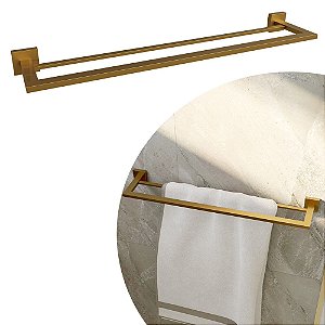 Porta Toalha Duplo - 60 cm - Eterna Gold Matte