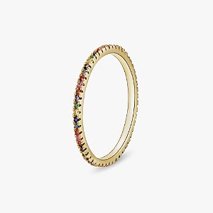 Anel Rainbow Color Banhado a Ouro 18k