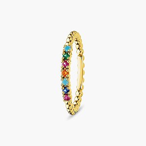 Anel Rainbow Color Bolinhas Banhado a Ouro 18k