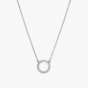 Colar Círculo Vazado Cravejado em Zircônia Diamante em Prata 925