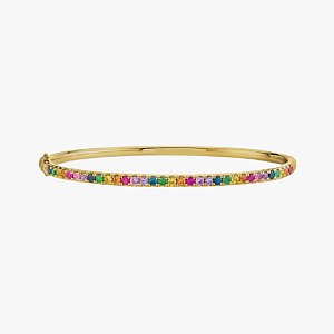 Bracelete Rainbow Color em Zircônia Banhado a Ouro 18k